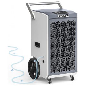 Desumidificador Comercial de 123 litros com Bomba e Mangueira de Drenagem para Porões Desumidificador de Grau Comercial ResistenteMoiswell