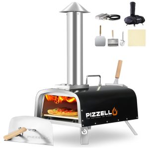 PIZZELLO Forno de Pizza a Gás em Aço Inox com Acessórios Preta