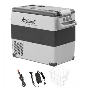 Geladeira e Congelador Portátil 55L com Resfriamento Rápido 12 24 V DC e 100 240 V AC Alpicool CF55 Cinza