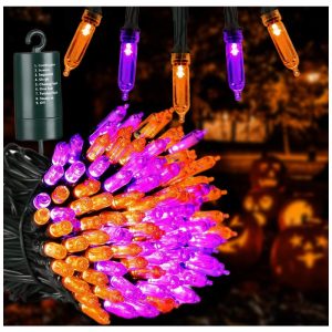 Pisca Pisca 100 LEDS 10 Metros a Prova dÁgua com 8 Modos e Timer Roxo e Laranja