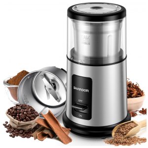 Moedor de café elétrico SHARDOR prata com copo inox removível baixo ruído 60 dB capacidade 75g 110V