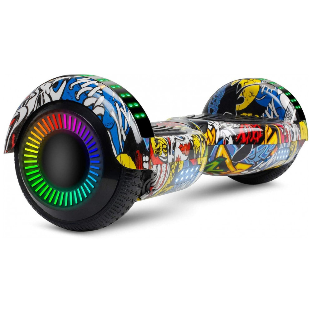 Hoverboard LIEAGLE 6,5" Graffiti com Autoequilíbrio, Rodas LED e Bluetooth para Crianças e Adultos
