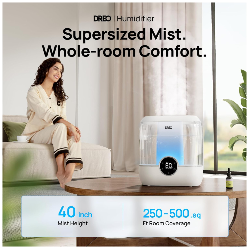 Umidificador Dreo para Quarto 6 Litros Design Top Fill Silencioso Luz Noturna - Ideal para Ambientes Grandes Branco - Imagem 2