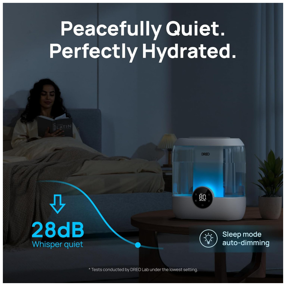 Umidificador Dreo para Quarto 6 Litros Design Top Fill Silencioso Luz Noturna - Ideal para Ambientes Grandes Branco - Imagem 6