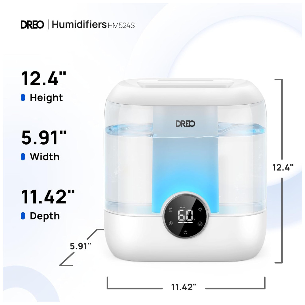 Umidificador Dreo para Quarto 6 Litros Design Top Fill Silencioso Luz Noturna - Ideal para Ambientes Grandes Branco - Imagem 8