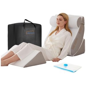 Conjunto de 4 Travesseiros Ortopédicos em Cunha para Alívio de Dor nas Costas Pescoço Ombros Pós-Cirurgia Refluxo Ácido BIEEZZK Branco e Cinza