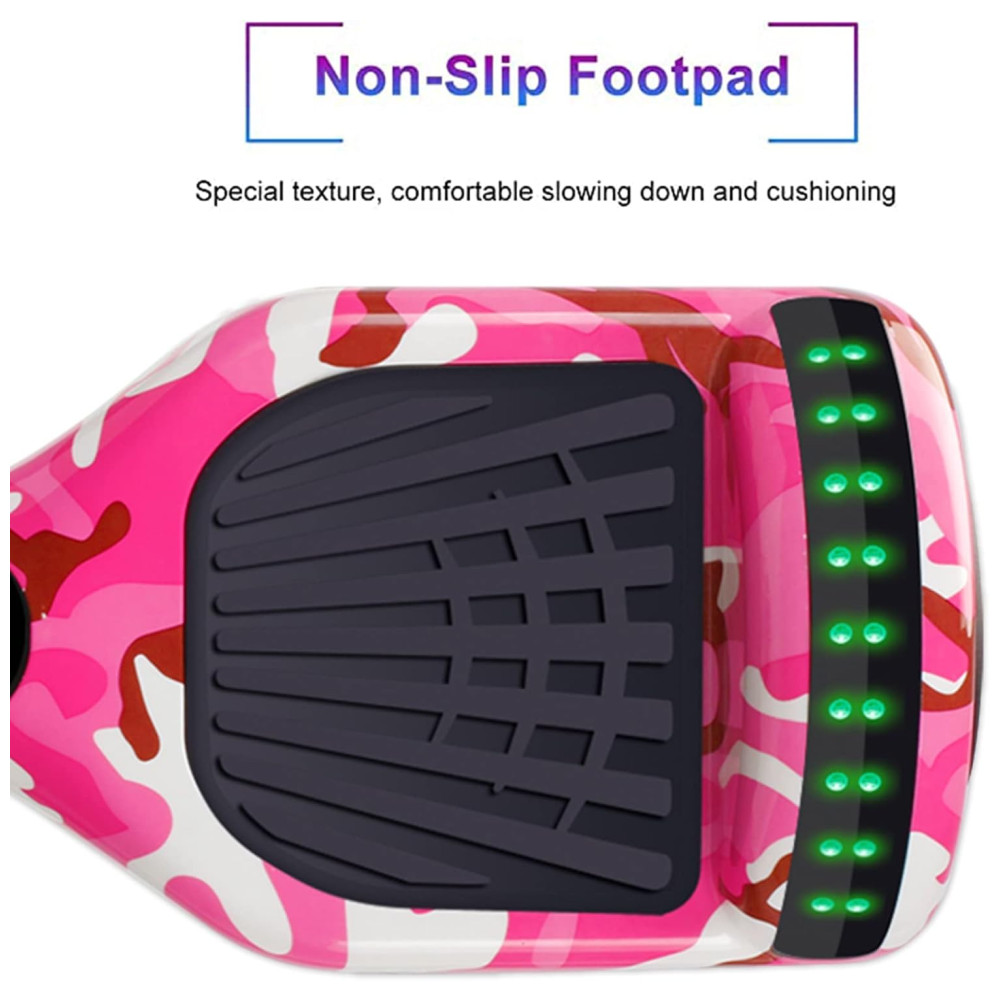 Hoverboard com Luz LED, Auto Equilíbrio, Alto-Falante e Velocidade até 12 km/h para Crianças e Adultos, 110V, SISIGAD, Rosa - Imagem 4