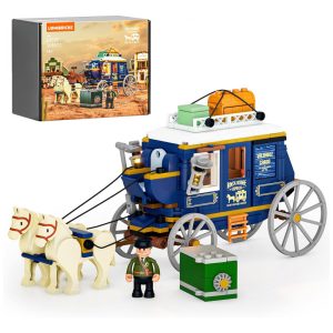 Conjunto de blocos de montar Lumibricks Western Treasure Stagecoach com iluminação LED carruagem Velho Oeste 307 peças