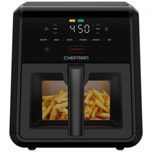 Fritadeira Elétrica Chefman TurboFry 6.6 L Preto Janela Visor 6 Funções 1750W 120V