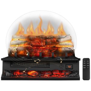 Lareira Elétrica Ecológica 20" 50 cm com Controle Remoto 5 Opções de Brilho Proteção Contra Superaquecimento e Temporizador 110V 1500W R.W.FLAME Preta