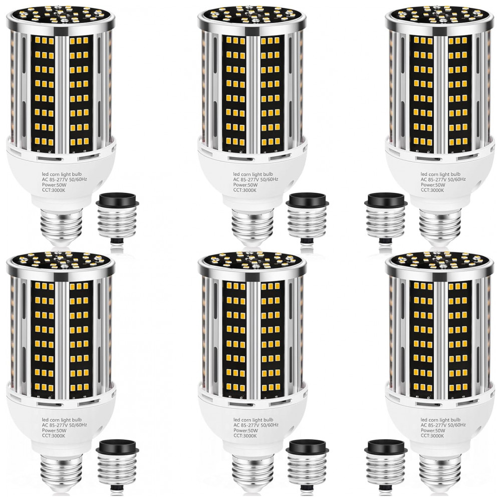 Lâmpada de Milho LED 50W, Pack com 6 Unidades, Branco Quente 3000K 6500LM Equivalente a 500W, Base Mogul E26/E39 LED de Grau Comercial,YANYCN