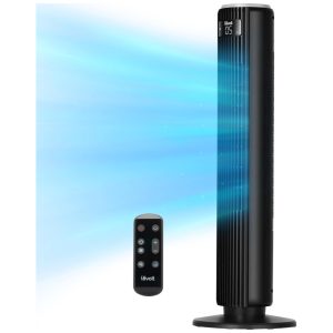 Ventilador de Torre com Controle Remoto Oscilação de 90° Temporizador de 12H e 5 Velocidades 110V LEVOIT Preto