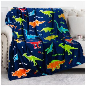 Cobertor de Dinossauros que Brilha no Escuro para Meninos e Meninas - Melhores Presentes de Natal Aniversário Levens