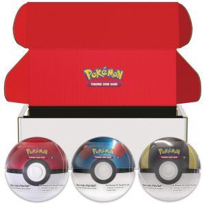Conjunto latas Pokémon TCG Poké Ball Tin 3-Pack Bundle 2024 multicolorido com 3 latas 9 boosters Scarlet & Violet e adesivos
