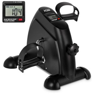 Mini Exercise Bike AGM Under Desk Bike Pedal Exerciser Foot Cycle Arm Leg Pedal Exerciser with LCD Screen Displays
