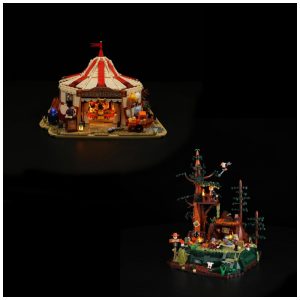 Circo Viajante Lumibricks Colorido com 7 LEDs 6 Barracas Externas Estrutura Modular Big Top