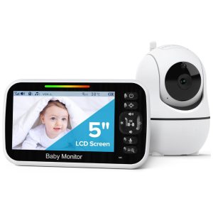 Câmera de Vigilância para Bebê GoodBaby com Controle Remoto Visão Noturna Sensor de Temperatura Comunicação Bidirecional e 8 Canções de Ninar
