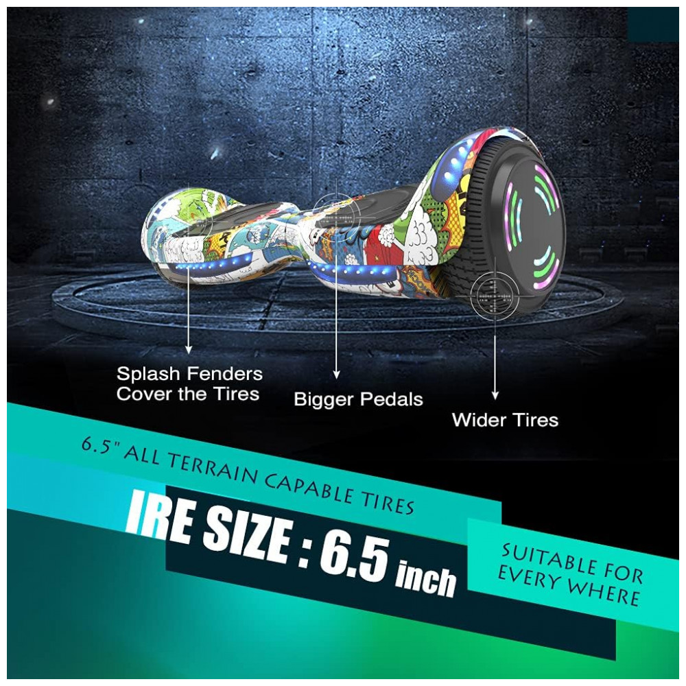 Hoverboard HOVERSTAR HS2.01 Bluetooth Flash Wheel 6,5" Supre Hero com Luzes LED para Crianças e Adultos - Imagem 2
