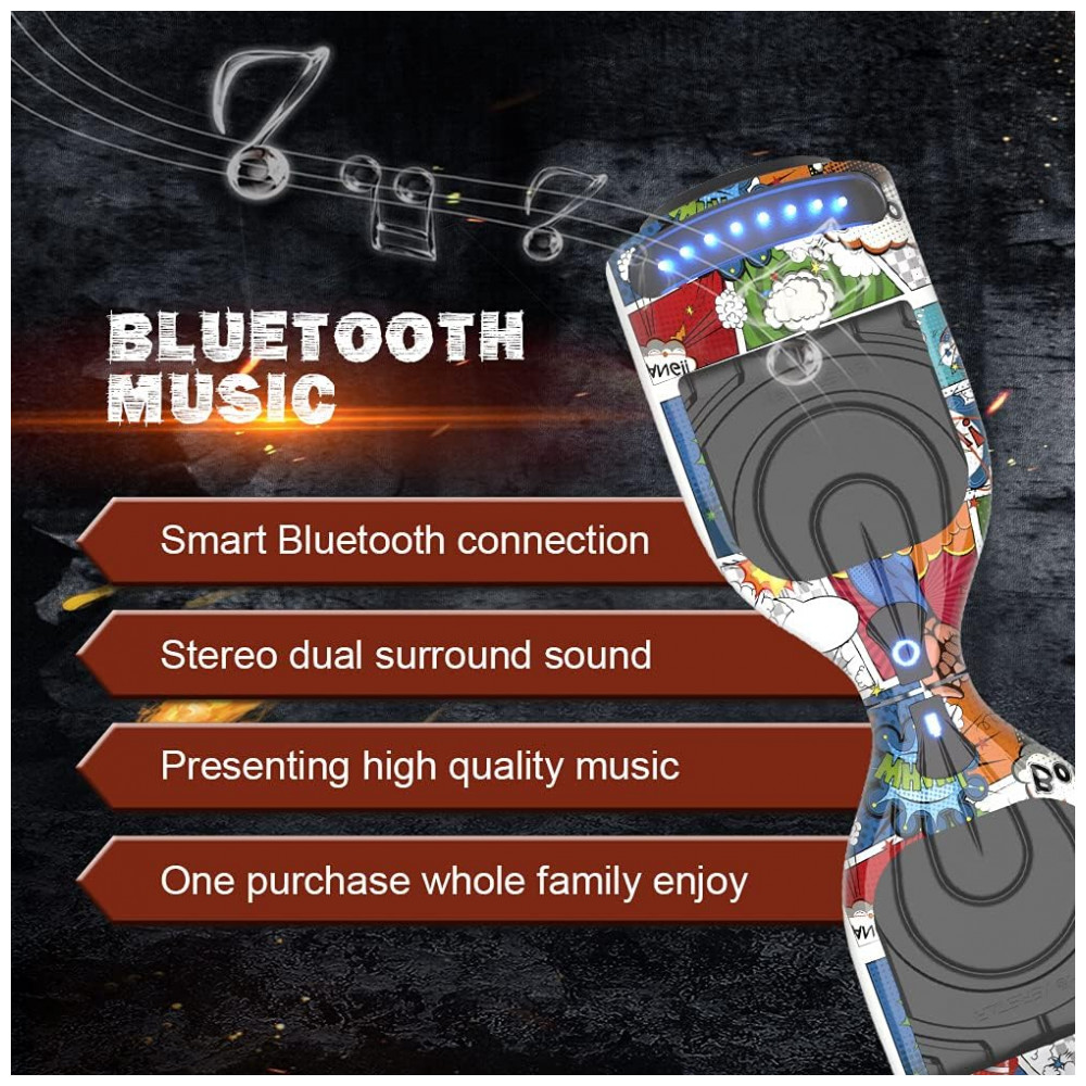 Hoverboard HOVERSTAR HS2.01 Bluetooth Flash Wheel 6,5" Supre Hero com Luzes LED para Crianças e Adultos - Imagem 4