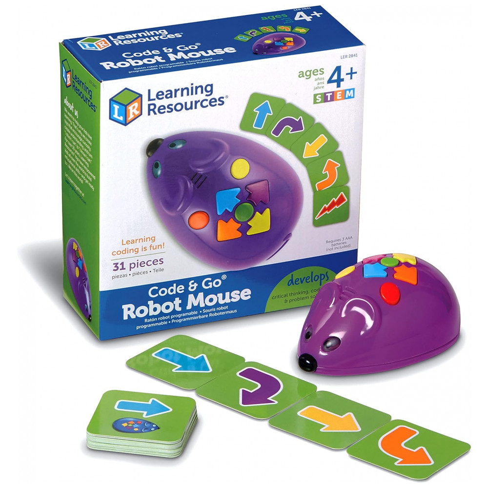 Learning Resources Code & Go Robot Mouse – Kit Educativo com Mouse Programável e 30 Cartões de Codificação para Crianças 5+