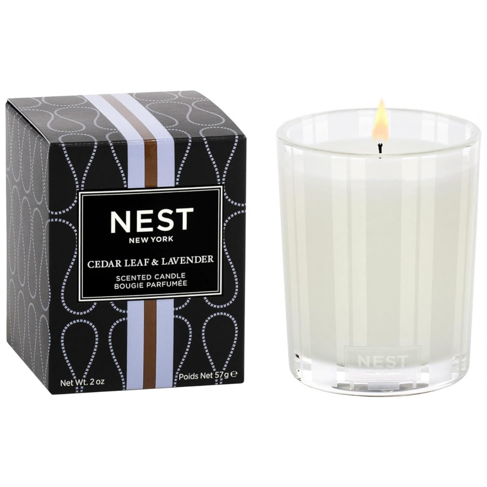 Vela Perfumada NEST New York, Cedro e Lavanda 2 oz Até 28 Horas de Queima Vaso de Vidro Reutilizável