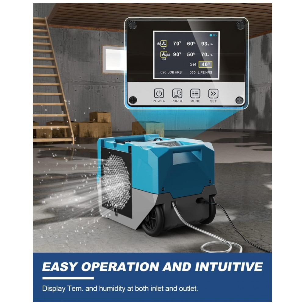 ECTQ11WQRW9F0B_2-1.jpg - Desumidificador Comercial ALORAIR 124 litros LGR com Bomba Até 278 m2 Design Portátil com Rodas para Casa Inteira Porão Armazém