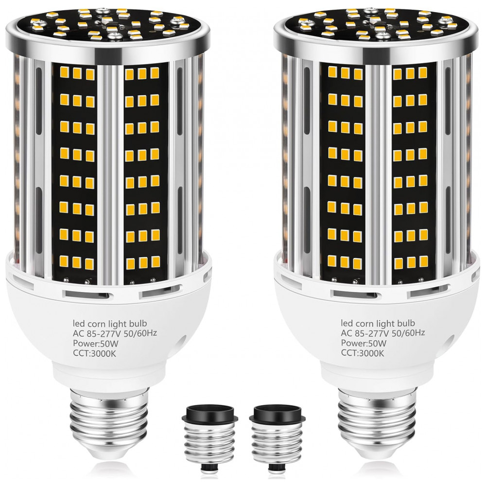 ECTQ13HK5B8D0B_0-1.jpg - Lâmpada de Milho LED 50W 2 pack, Branco Quente 3000K 6500LM Equivalente a 500W, Base Média E26/E39, Ideal para Áreas Amplas Internas e Externas, YANYCN