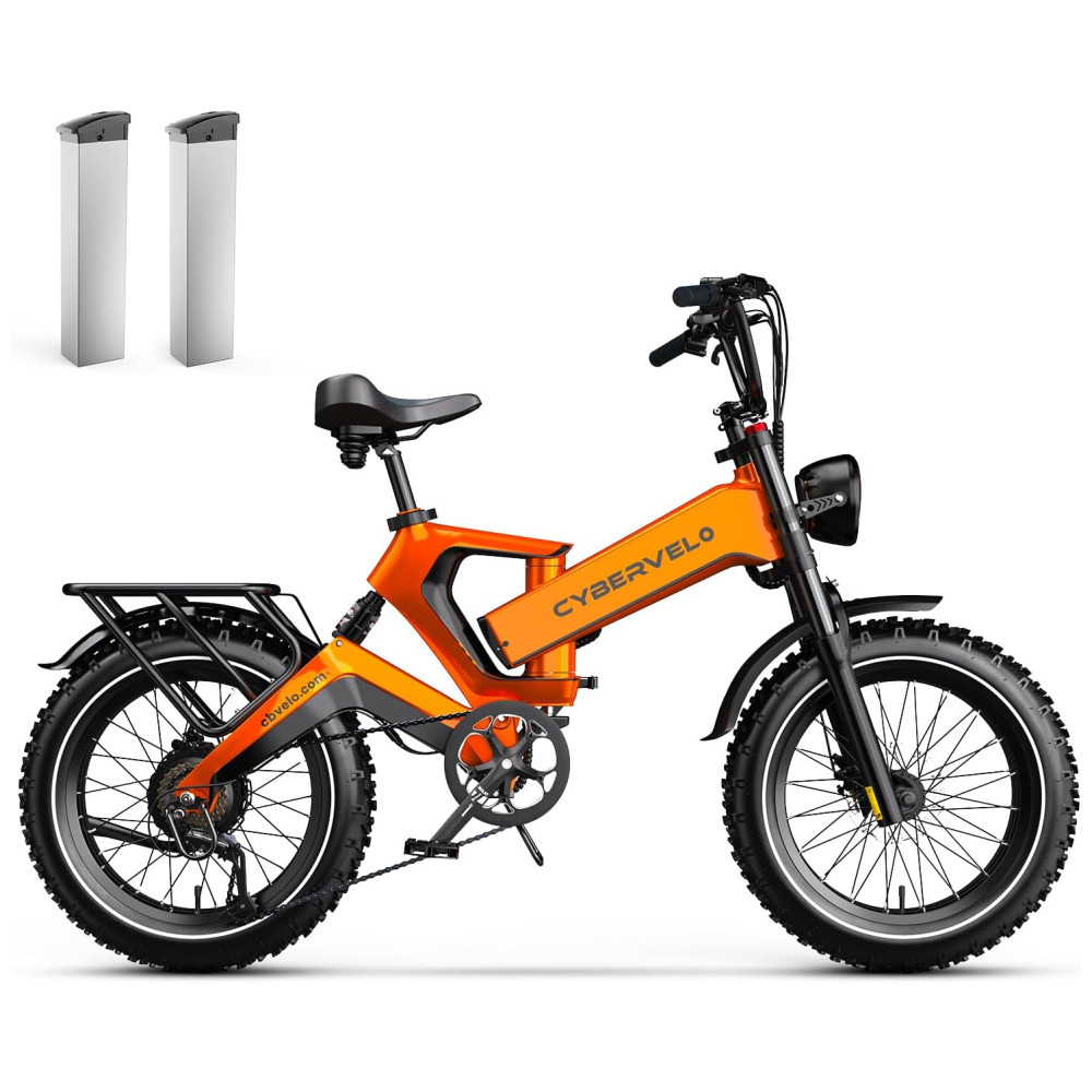 Bicicleta Elétrica Dobrável Cybervelo de 1000W de Pico para Adultos, 35MPH 160KM, Bateria Removível de 48V 25Ah, Pneu Gordo de 20" x 4.0, E-Bike de Mo