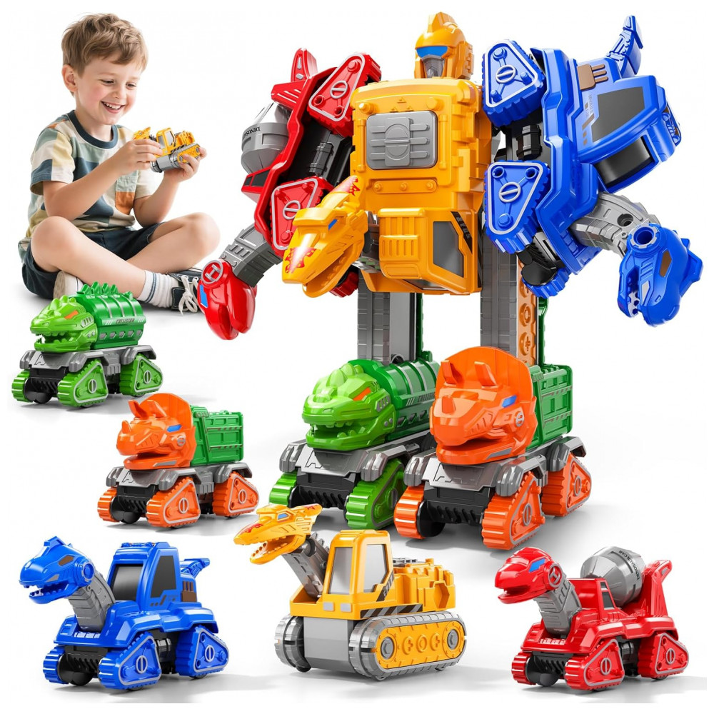 ECTQ16K8JMCF0B_0-1.jpg - Kit Transformável de Construção Preto e Vermelho – 5‑em‑1 Transform Robot Set, STEM, Caminhões e Robô para Crianças