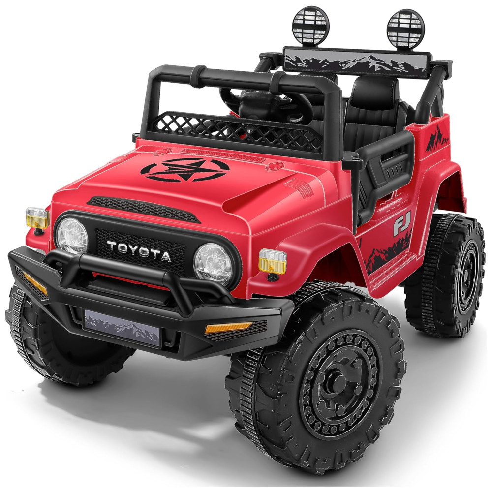 ECTQ16X2CTBC0B_0.jpg - Carro Elétrico Infantil Toyota FJ40 a Bateria 12V com Luzes MP3 3 Velocidades ELEMARA Vermelho