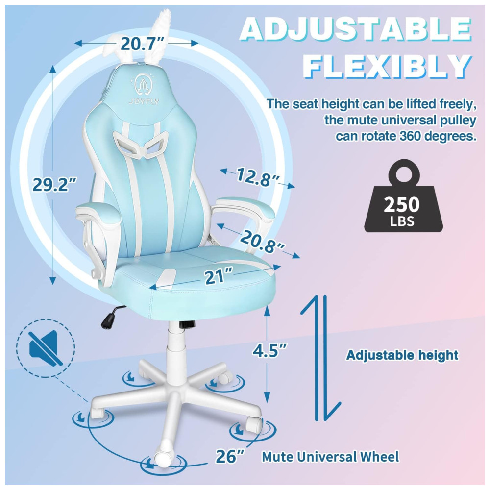 ECTQ17B4RFF90B_1-1.jpg - Cadeira Gamer Ergonômica Giratória com Suporte Lombar e Altura Ajustáveis JOYFLY Rosa