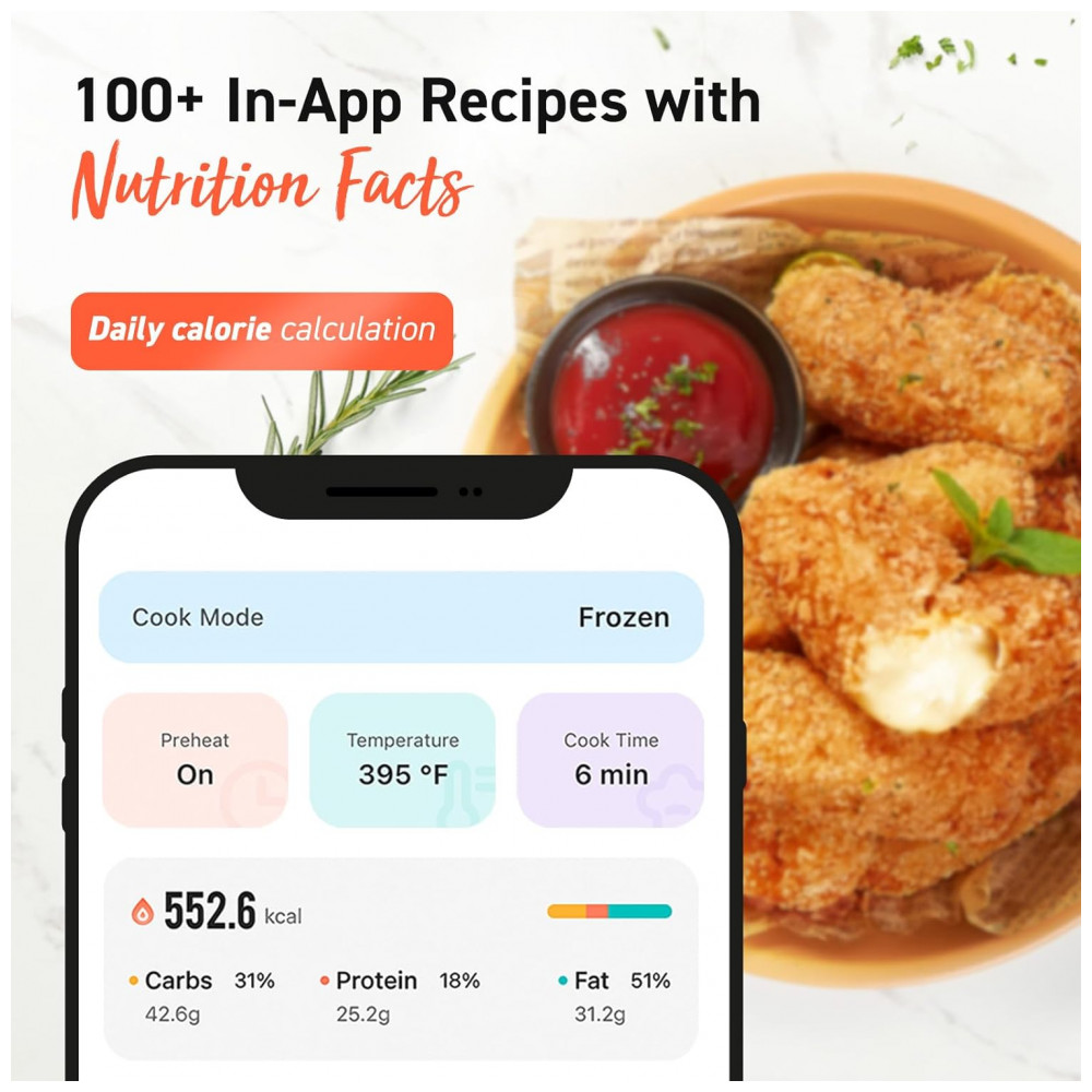 ECTQ18J8C1YD0B_5-1.jpg - Fritadeira de Ar COSORI TurboBlaze 6 Litros 9 em 1, Revestimento Premium Cerâmico, Aquecimento Preciso para Resultados Uniformes, Frite, Asse, Doure, Desi