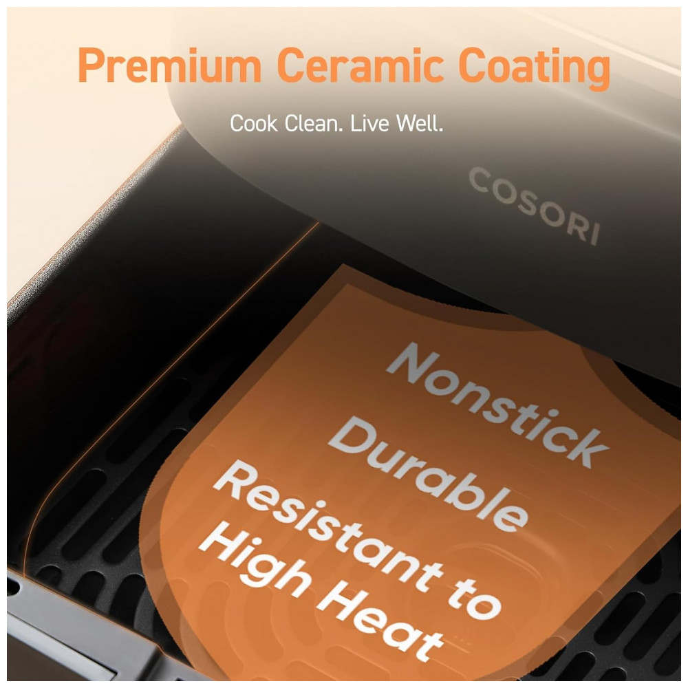 ECTQ18J8C1YD0B_6-1.jpg - Fritadeira de Ar COSORI TurboBlaze 6 Litros 9 em 1, Revestimento Premium Cerâmico, Aquecimento Preciso para Resultados Uniformes, Frite, Asse, Doure, Desi