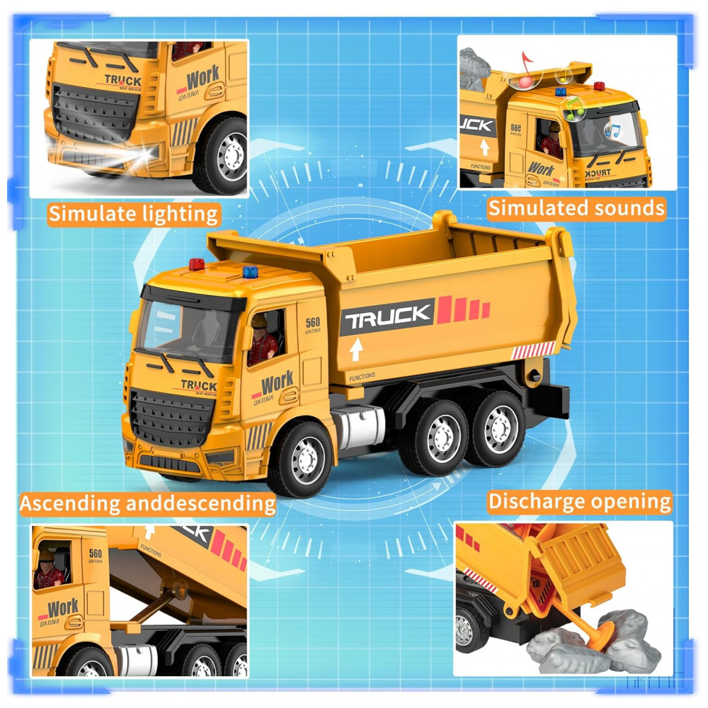 ECTQ1GWXS3PC0B_4-1.jpg - Conjunto de Brinquedos de Caminhão Basculante e Escavadeira de Controle Remoto - Veículos de Construção RC com Barreiras, MQDMINI