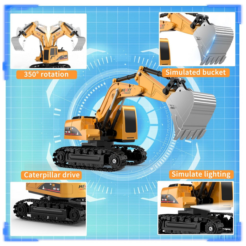 ECTQ1GWXS3PC0B_5-1.jpg - Conjunto de Brinquedos de Caminhão Basculante e Escavadeira de Controle Remoto - Veículos de Construção RC com Barreiras, MQDMINI