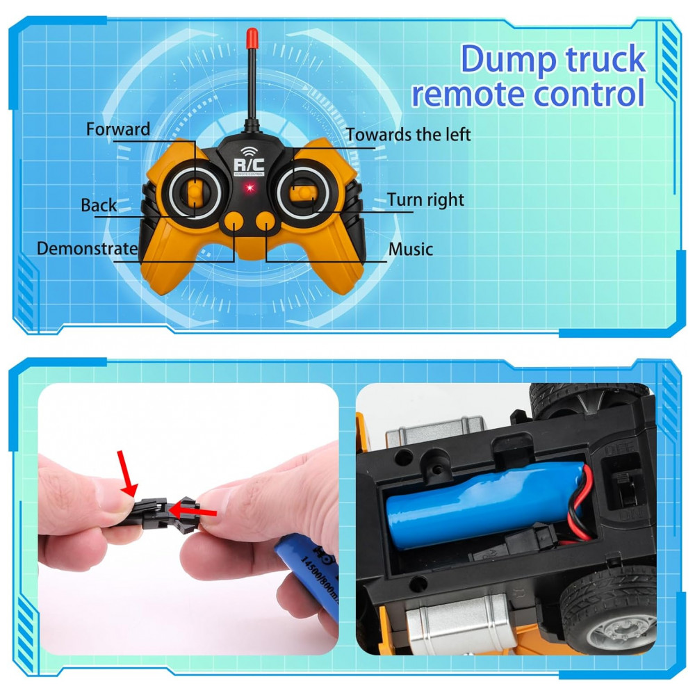 ECTQ1GWXS3PC0B_6-1.jpg - Conjunto de Brinquedos de Caminhão Basculante e Escavadeira de Controle Remoto - Veículos de Construção RC com Barreiras, MQDMINI