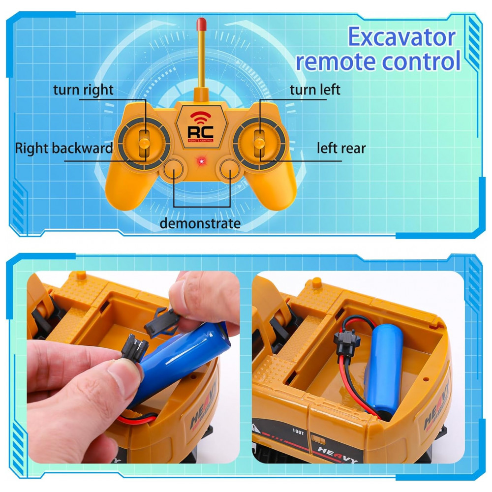 ECTQ1GWXS3PC0B_7-1.jpg - Conjunto de Brinquedos de Caminhão Basculante e Escavadeira de Controle Remoto - Veículos de Construção RC com Barreiras, MQDMINI