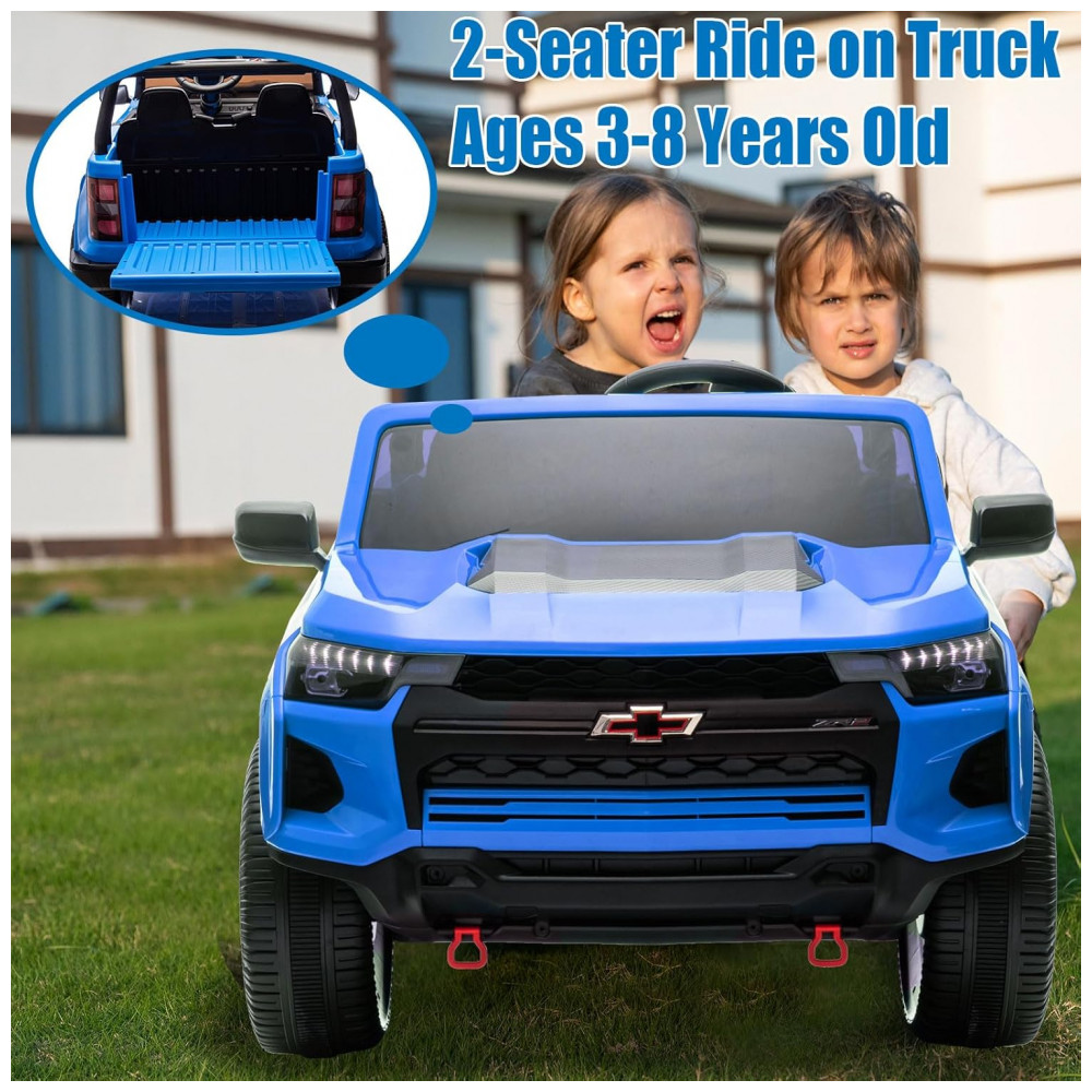 ECTQ1KGN3J8C0B_5-1.jpg - Carro Elétrico Infantil Chevrolet Colorado Licenciado 24V, 2 Lugares, 4WD, Controle Remoto, Música, Alarme, Megafone, Azul