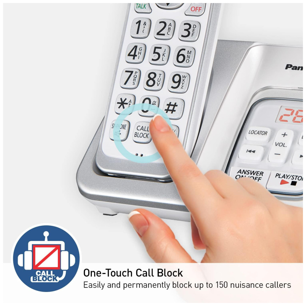 Telefone sem Fio com Secretária Eletrônica e Bloqueio de Chamada, 2 Unidades, PANASONIC KX TGD632W, Branco - Imagem 3