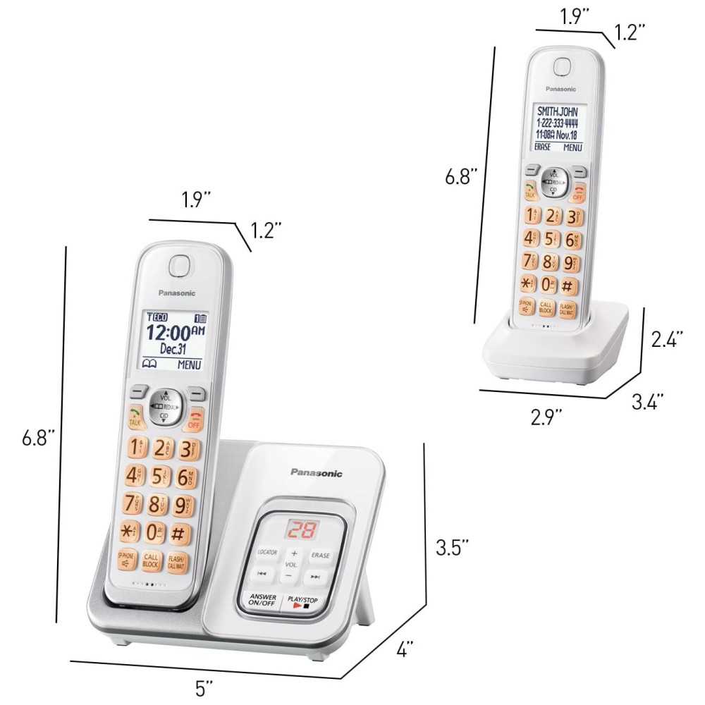 Telefone sem Fio com Secretária Eletrônica e Bloqueio de Chamada, 2 Unidades, PANASONIC KX TGD632W, Branco - Imagem 7