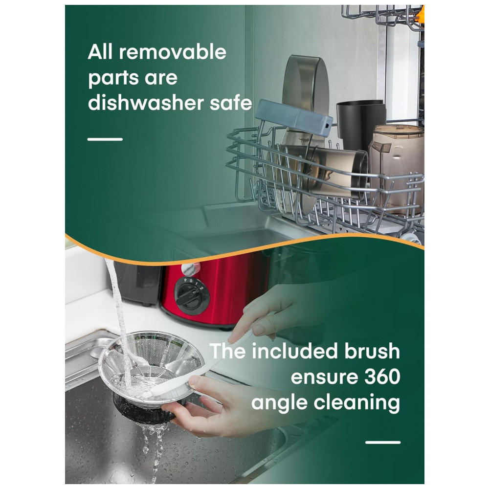 Extrator de Sucos HOUSNAT, Centrífuga com Motor de 400 W, Amplo Tubo de 65mm para Frutas e Vegetais Inteiros, Extrator de Suco com 3 Velocidades, Vers - Imagem 7