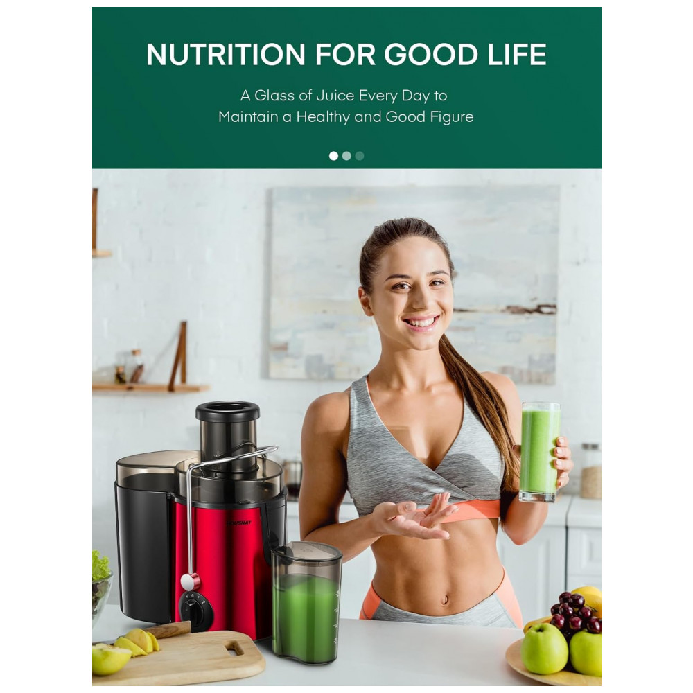 Extrator de Sucos HOUSNAT, Centrífuga com Motor de 400 W, Amplo Tubo de 65mm para Frutas e Vegetais Inteiros, Extrator de Suco com 3 Velocidades, Vers - Imagem 9