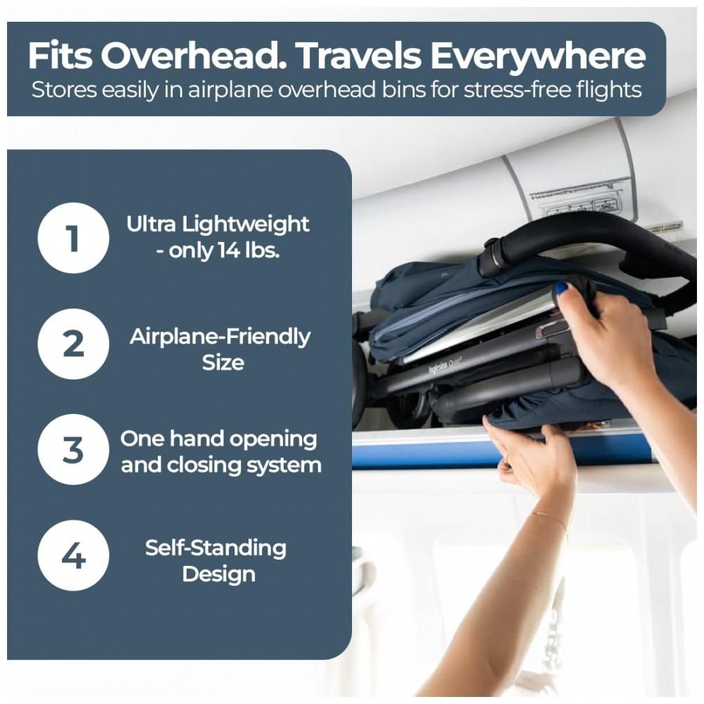 ECTQ1QTYQQTD0B_2-1.jpg - Carrinho de Bebê Inglesina Quid³ Rosa Aurora - Ultraleve 63 kg Dobrável com Uma Mão Capota XL UPF 50+ Assento com Tecido Respirável Compatível Bebê Conforto