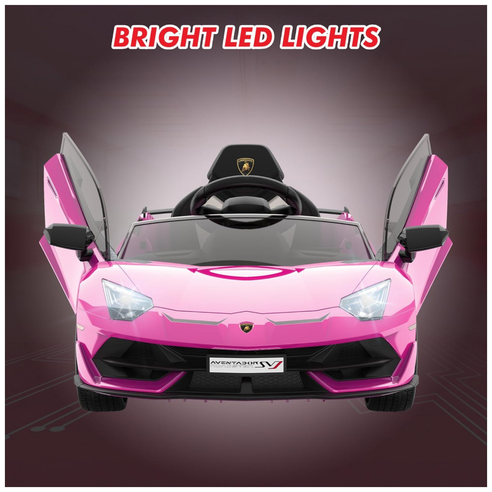 ECTQ1S8ZP2XF0B_1-1.jpg - Carro Elétrico Infantil Lamborghini Licenciado 12V SLEKVERSA, Controle Remoto, 2 Velocidades, Suspensão, Música, Luzes LED, Rosa