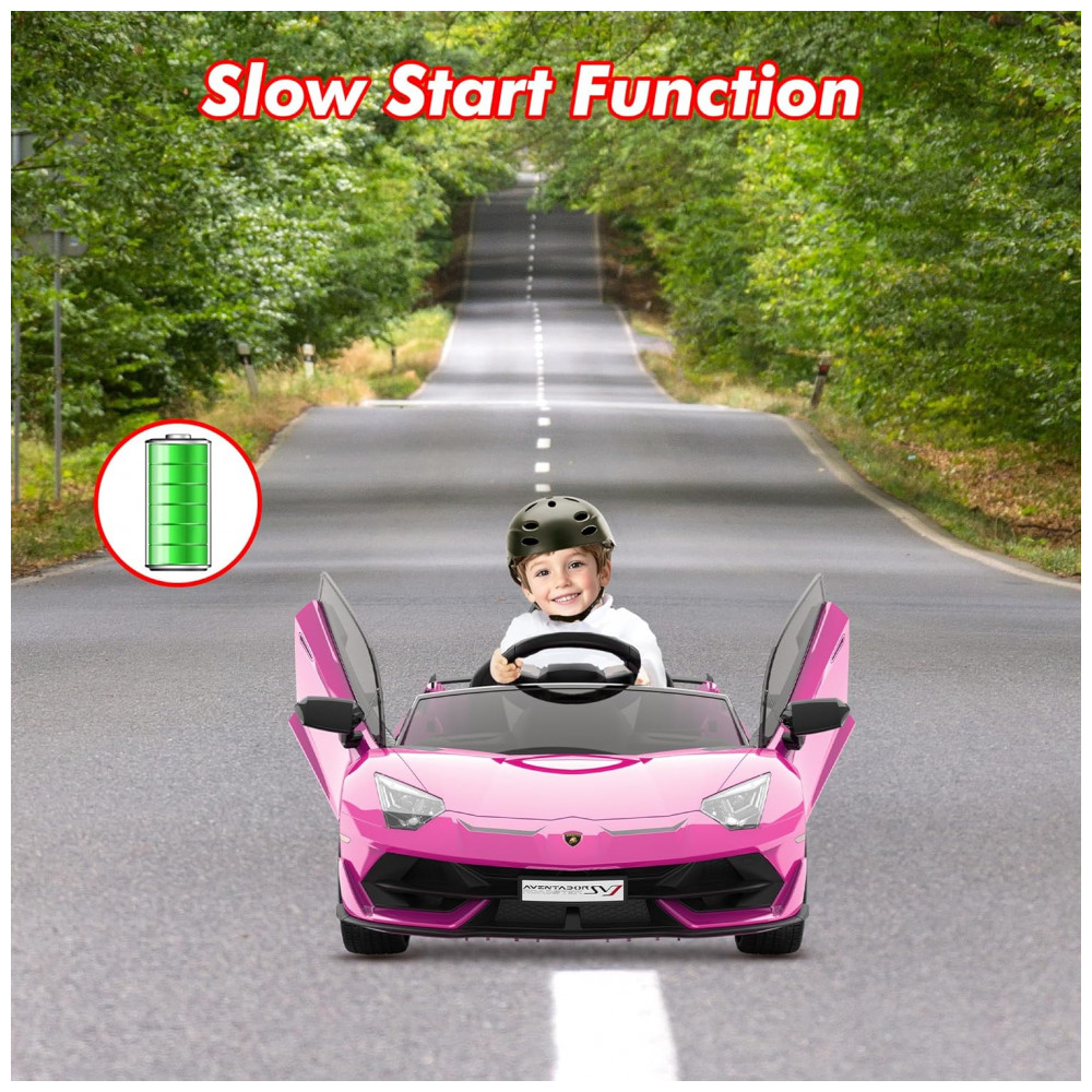ECTQ1S8ZP2XF0B_7-1.jpg - Carro Elétrico Infantil Lamborghini Licenciado 12V SLEKVERSA, Controle Remoto, 2 Velocidades, Suspensão, Música, Luzes LED, Rosa