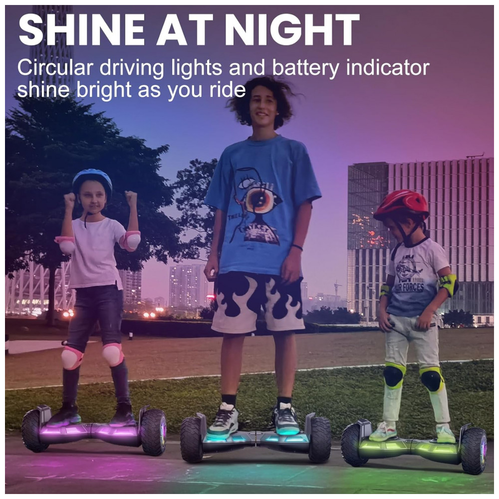 ECTQ1WQ3RC6F0B_1-1.jpg - SISIGAD Kart para Scooter, Assento para Scooter de Equilíbrio Automático de 6,5 Polegadas com Bluetooth e Luzes LED - Crianças e Adultos