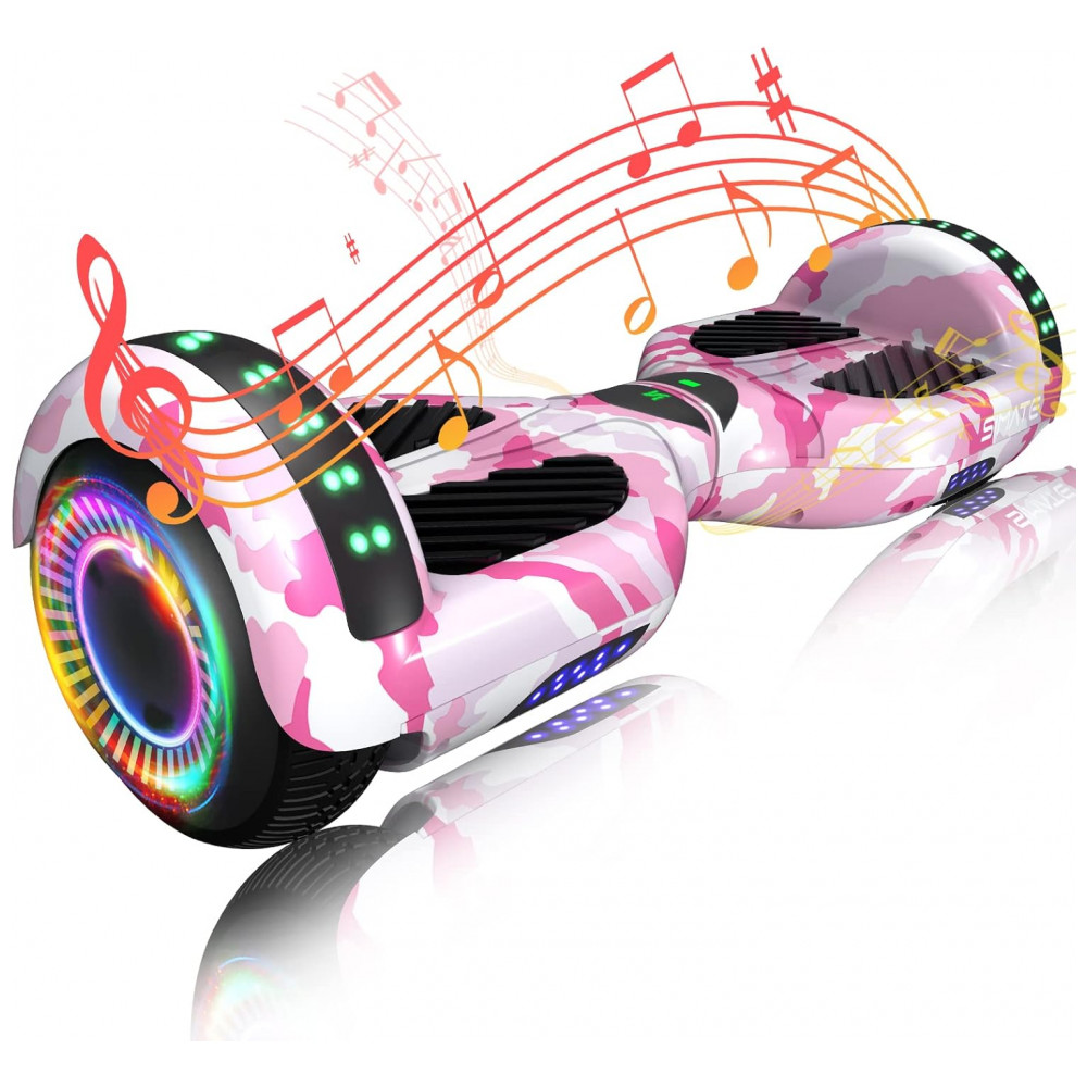 ECTQ1Y8S2P6B0B_0-1.jpg - Hoverboard SIMATE, Bluetooth com Luzes de LED e Controle de APP, Presente para Crianças e Adultos, para Todas as Idades - Rosa Camuflagem