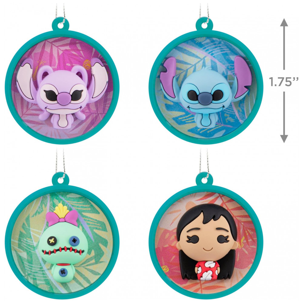 ECTQ25FKRVQD0B_2-1.jpg - Mini Enfeites de Natal Disney Lilo & Stitch, Conjunto de 4, Irrompíveis, Presente para Fãs da Disney