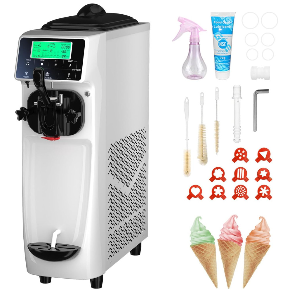 ECTQ25KMSTJB0B_0-1.jpg - Máquina de Sorvete Profissional 15L por Hora com 1 Bico e Tela LCD 110V 1050W GSEICE Branca