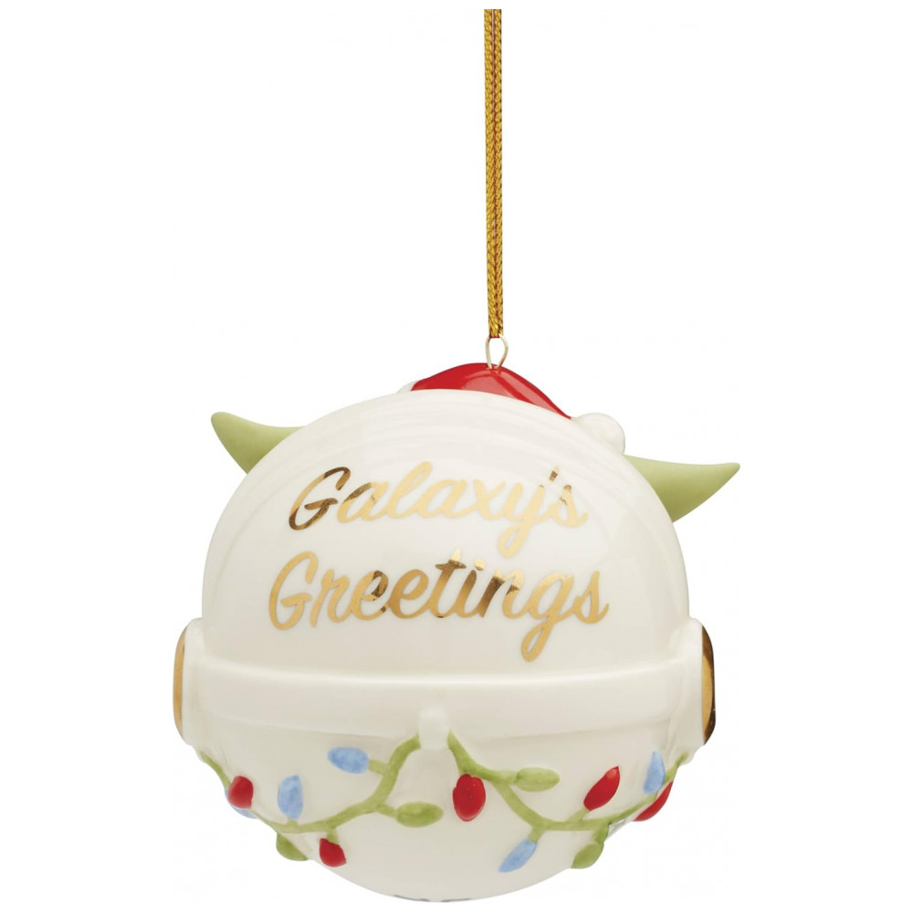 ECTQ25TFZXTC0B_1-1.jpg - Enfeite de Natal Lenox Grogu Holiday Hover Pram em Porcelana Verde com Cordão Dourado, 7,6 x 7,6 x 7,95 cm